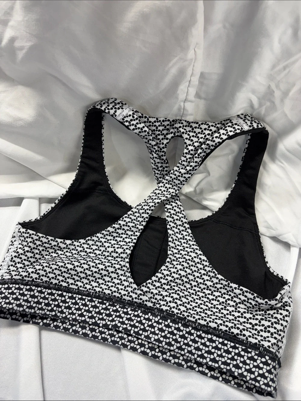 Lululemon Time To Sweat Bra Monochromic White /  Black Black  Sports Bra 6